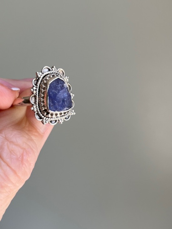Jewelry - Sterling Silver Raw Tanzanite Stone Ring
